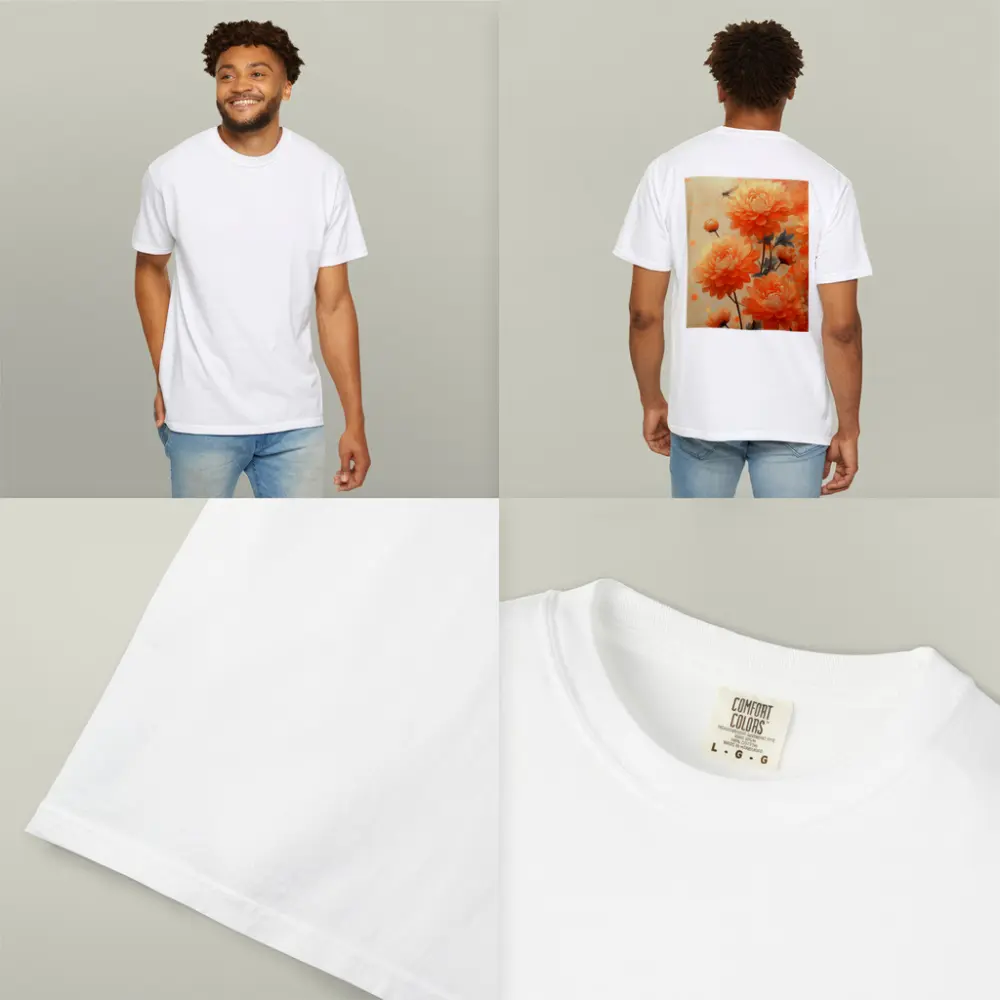 Orange Chrysanthemums With Dragonfly Floral Painting – T-Shirts