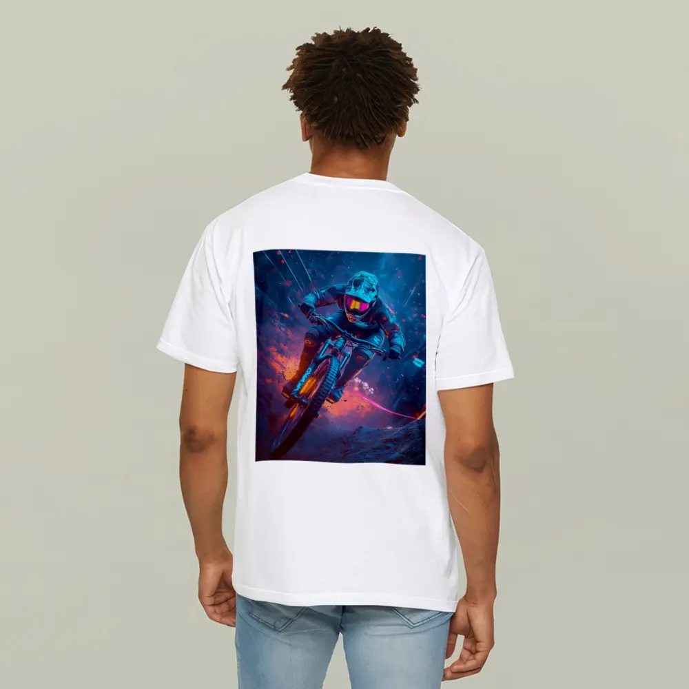 Neon Downhill Mountain Biker Cyberpunk Style – T-Shirts
