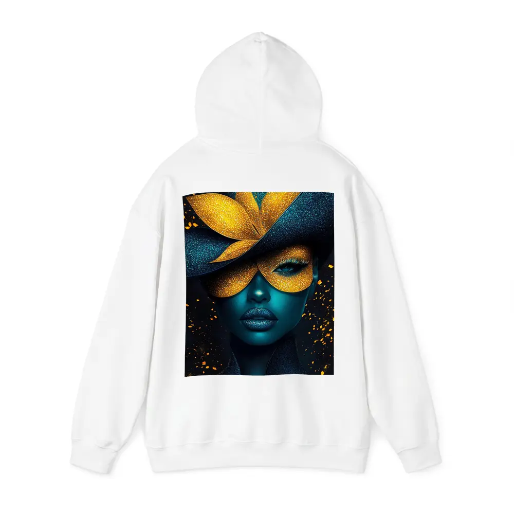 Blue Woman Gold Flower Mask Dark Art – Hoodies
