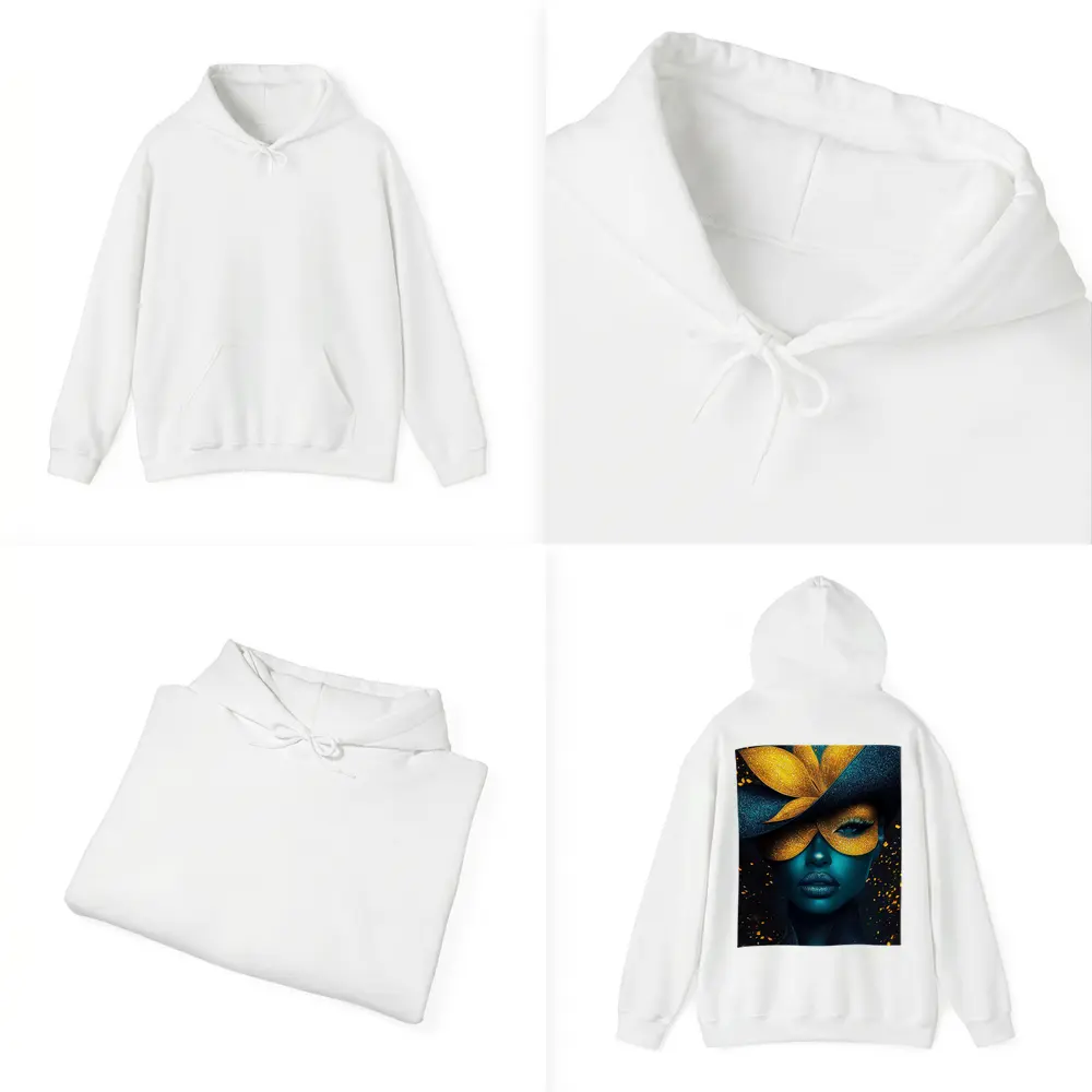 Blue Woman Gold Flower Mask Dark Art – Hoodies