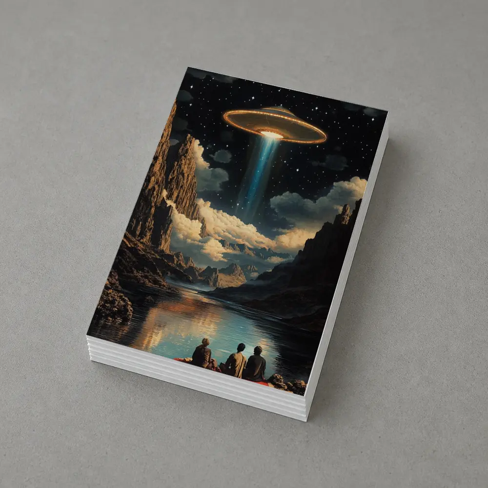 UFO Abduction Beam Canyon Night Sky – Postcards