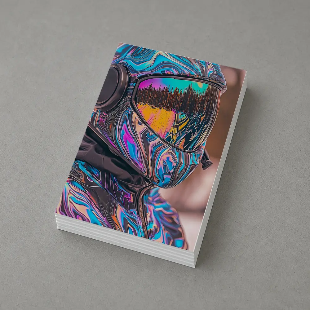 Iridescent Swirl Motorcycle Helmet Rider Portrait – Postcards