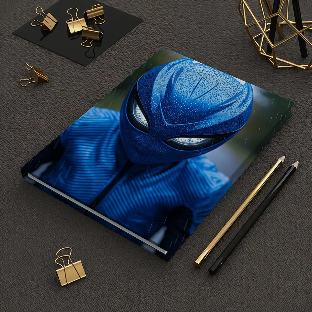 Blue Alien Superhero Mask In Rain – Notebooks