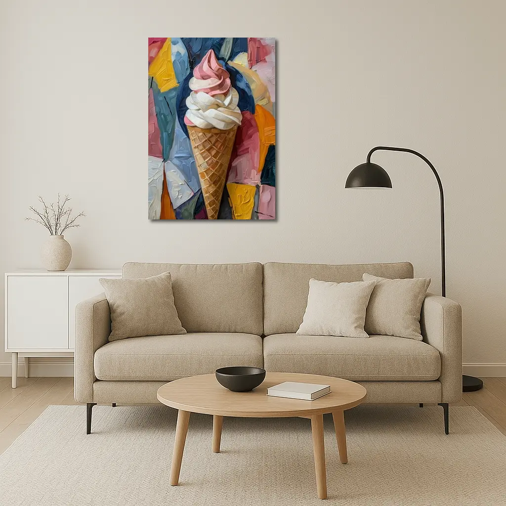 Soft Serve Ice Cream Cone Oil Painting – Wall Art