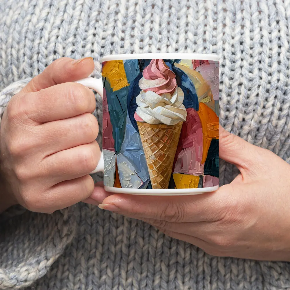 Soft Serve Ice Cream Cone Oil Painting – Mugs