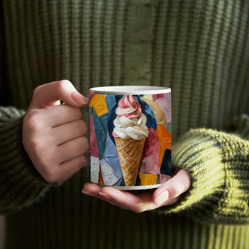 Soft Serve Ice Cream Cone Oil Painting – Mugs