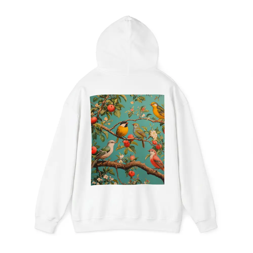 Colorful Birds Perched On Apple Tree – Hoodies