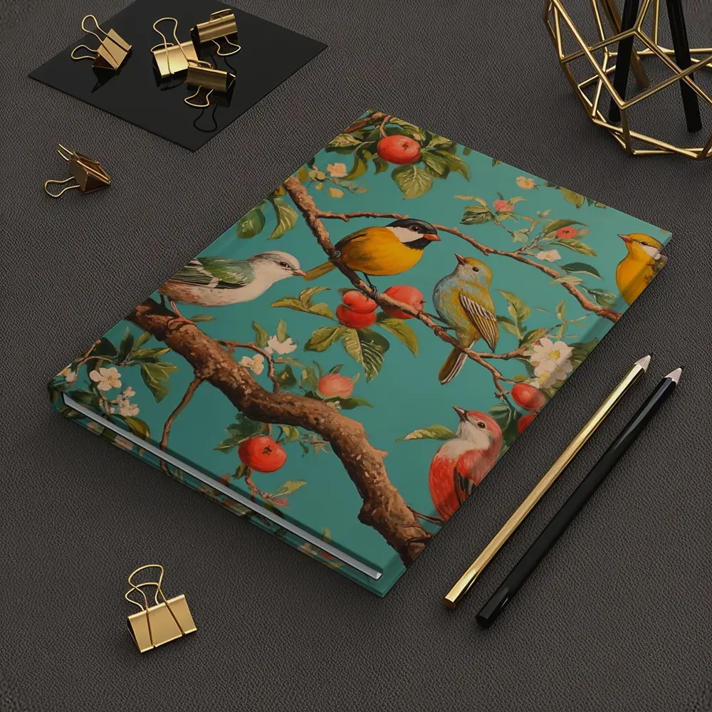 Colorful Birds Perched On Apple Tree – Notebooks