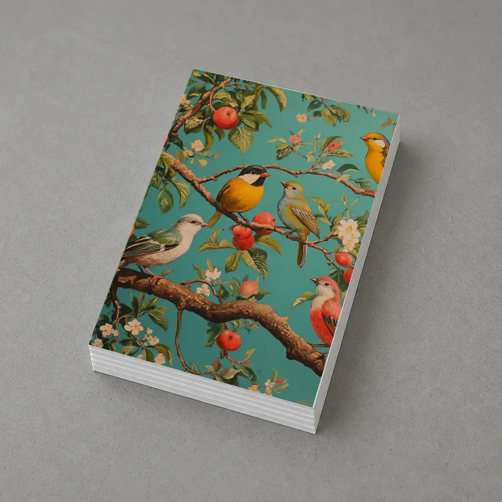 Colorful Birds Perched On Apple Tree – Postcards