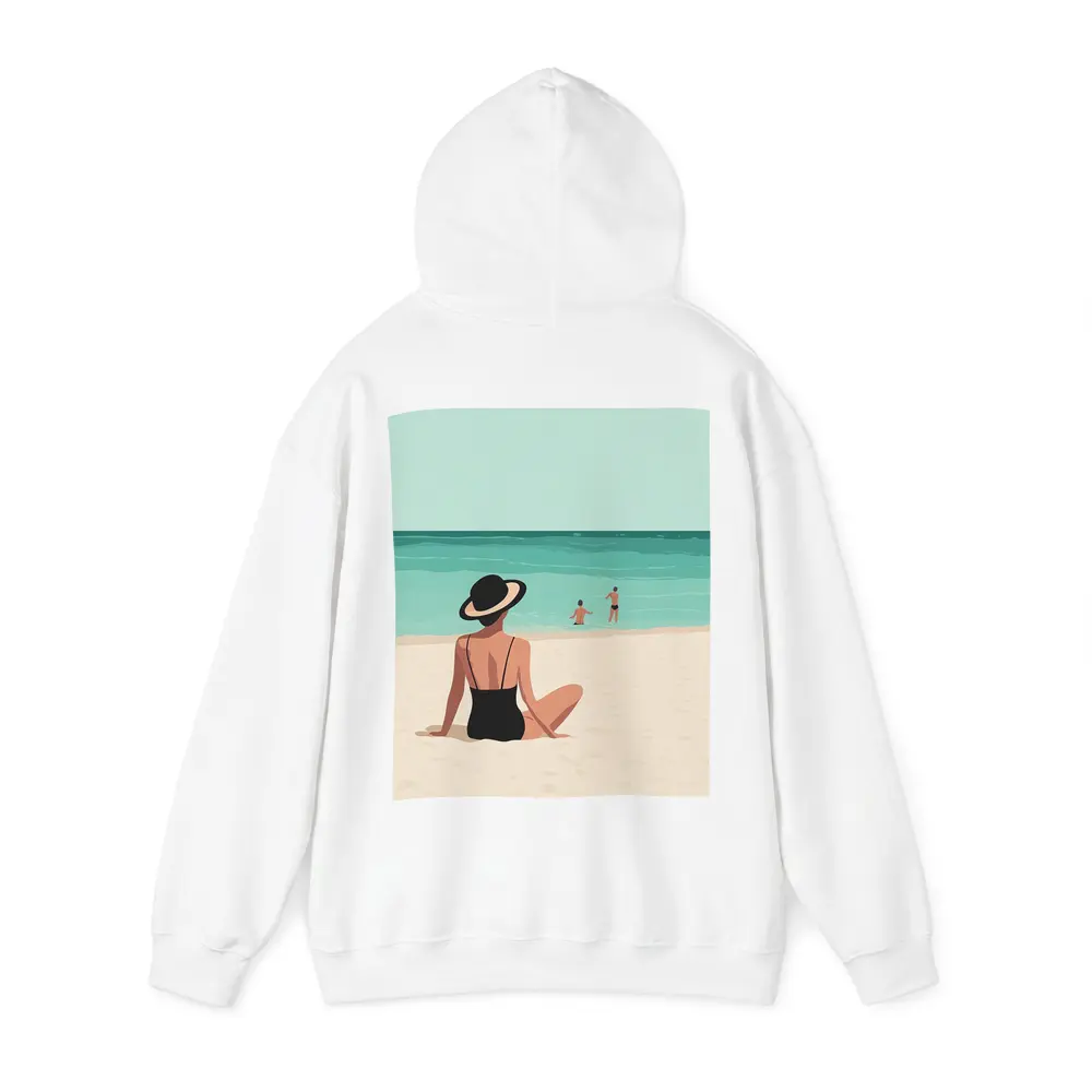 Woman In Hat Sitting On Beach – Hoodies
