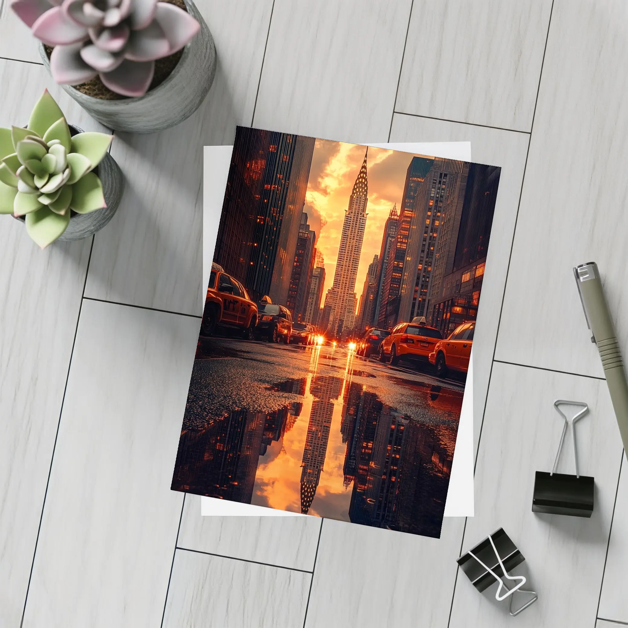 Chrysler Building New York Sunset Reflection – Postcards