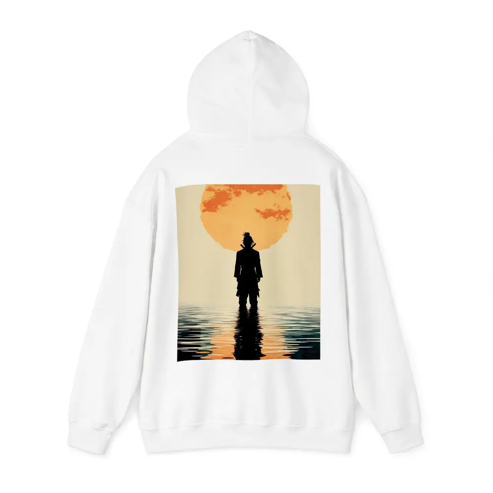 Samurai Silhouette Standing Before Orange Sun – Hoodies