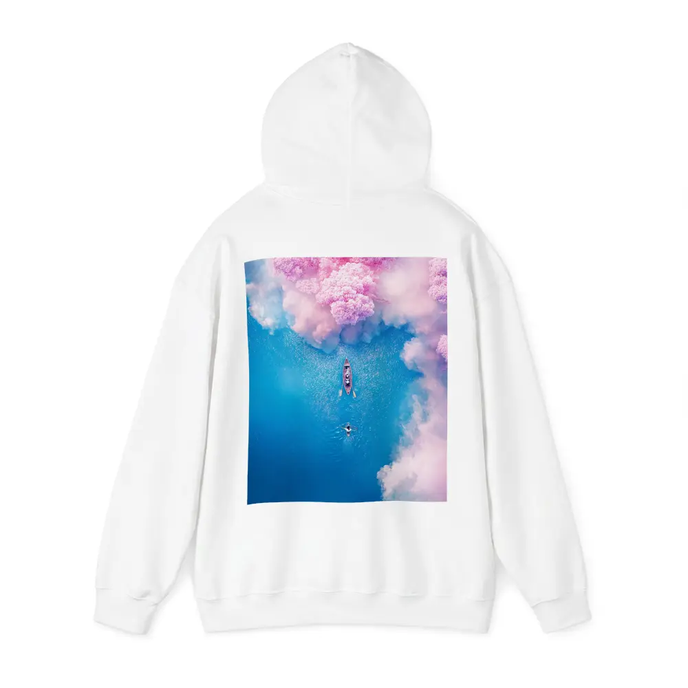 Aerial Boat Pink Clouds Blue Ocean View – Hoodies