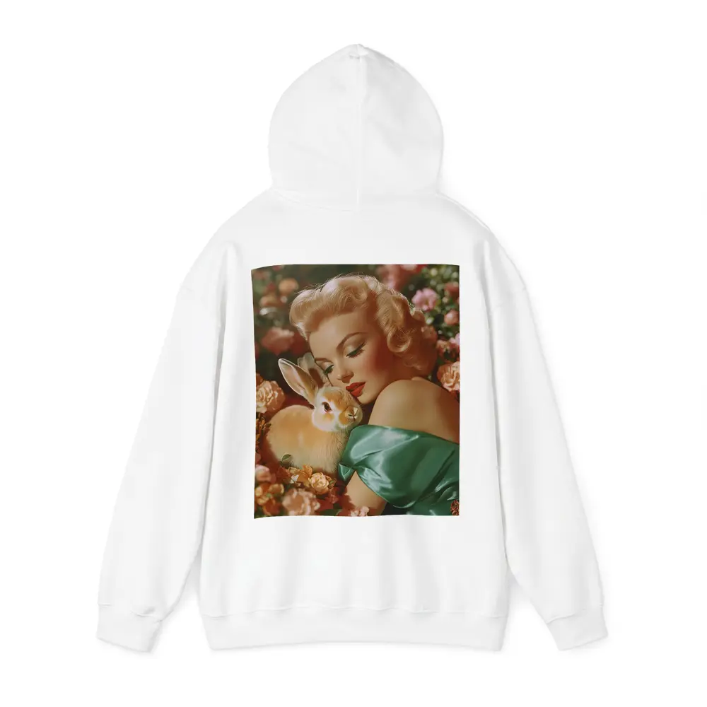 Retro Pin Up Woman With Bunny Flowers – Hoodies