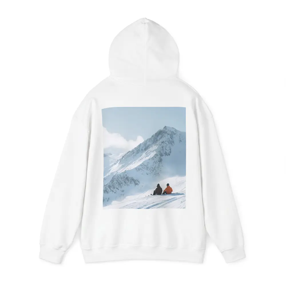 Two Skiers Resting On Snowy Mountain Peak – Hoodies