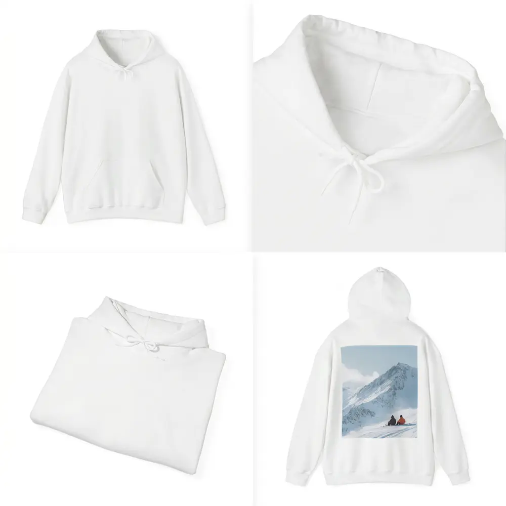 Two Skiers Resting On Snowy Mountain Peak – Hoodies