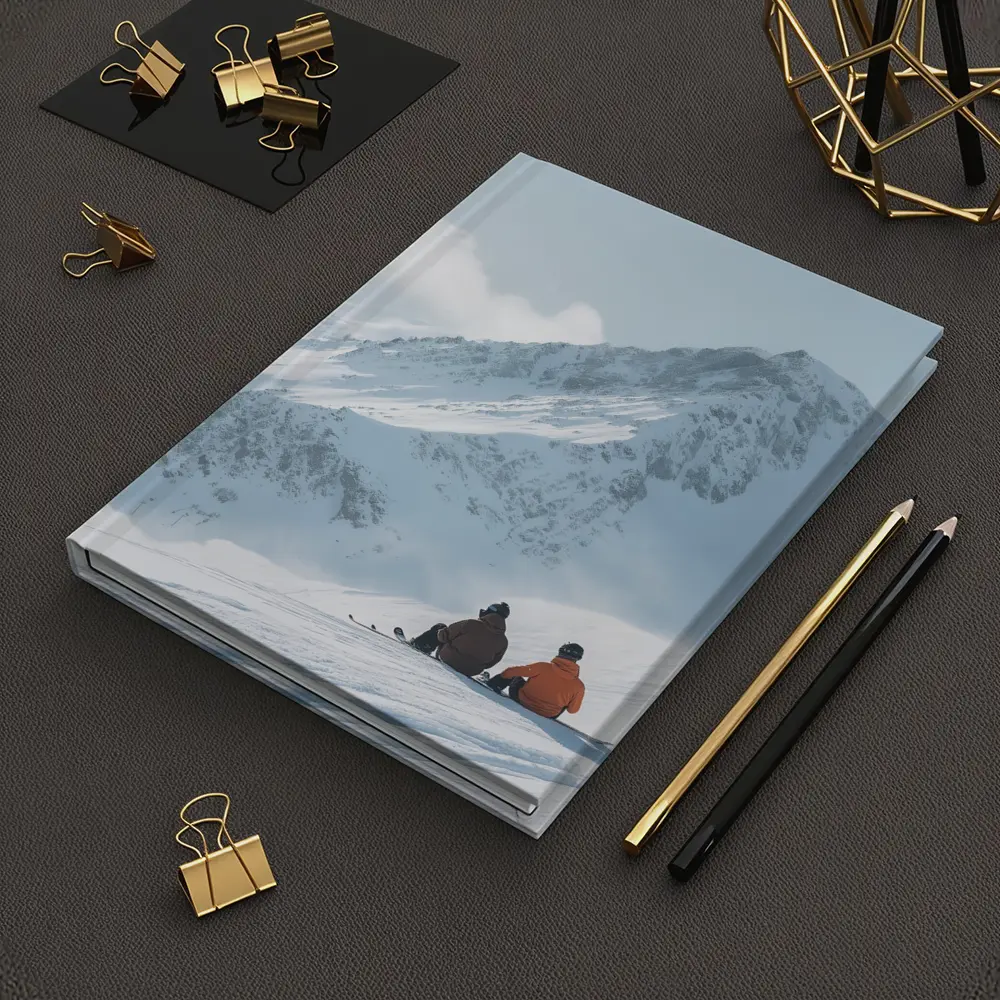 Two Skiers Resting On Snowy Mountain Peak – Notebooks