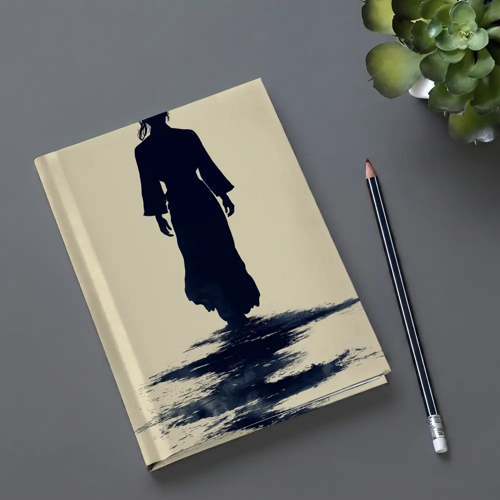 Silhouette Woman Walking Ink Wash Art – Notebooks