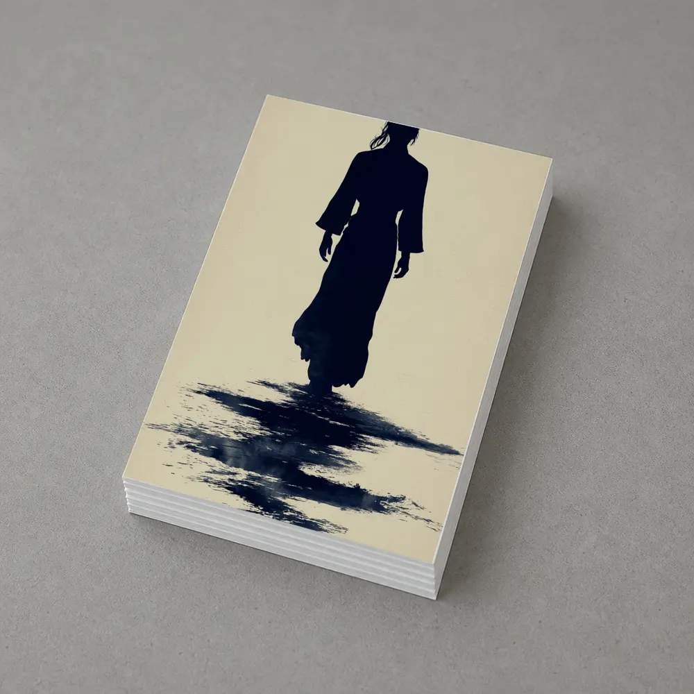 Silhouette Woman Walking Ink Wash Art – Postcards