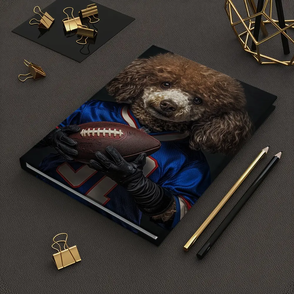 Poodle Dog Football Player Blue Jersey – Notebooks
