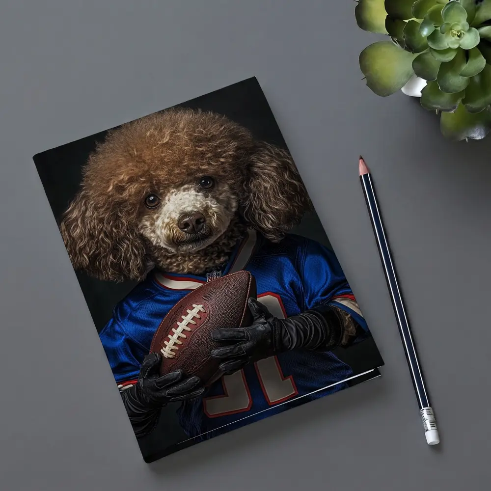 Poodle Dog Football Player Blue Jersey – Notebooks