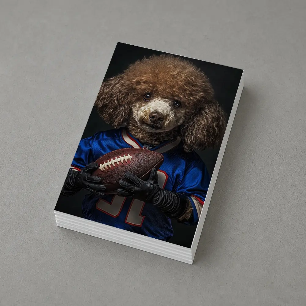Poodle Dog Football Player Blue Jersey – Postcards