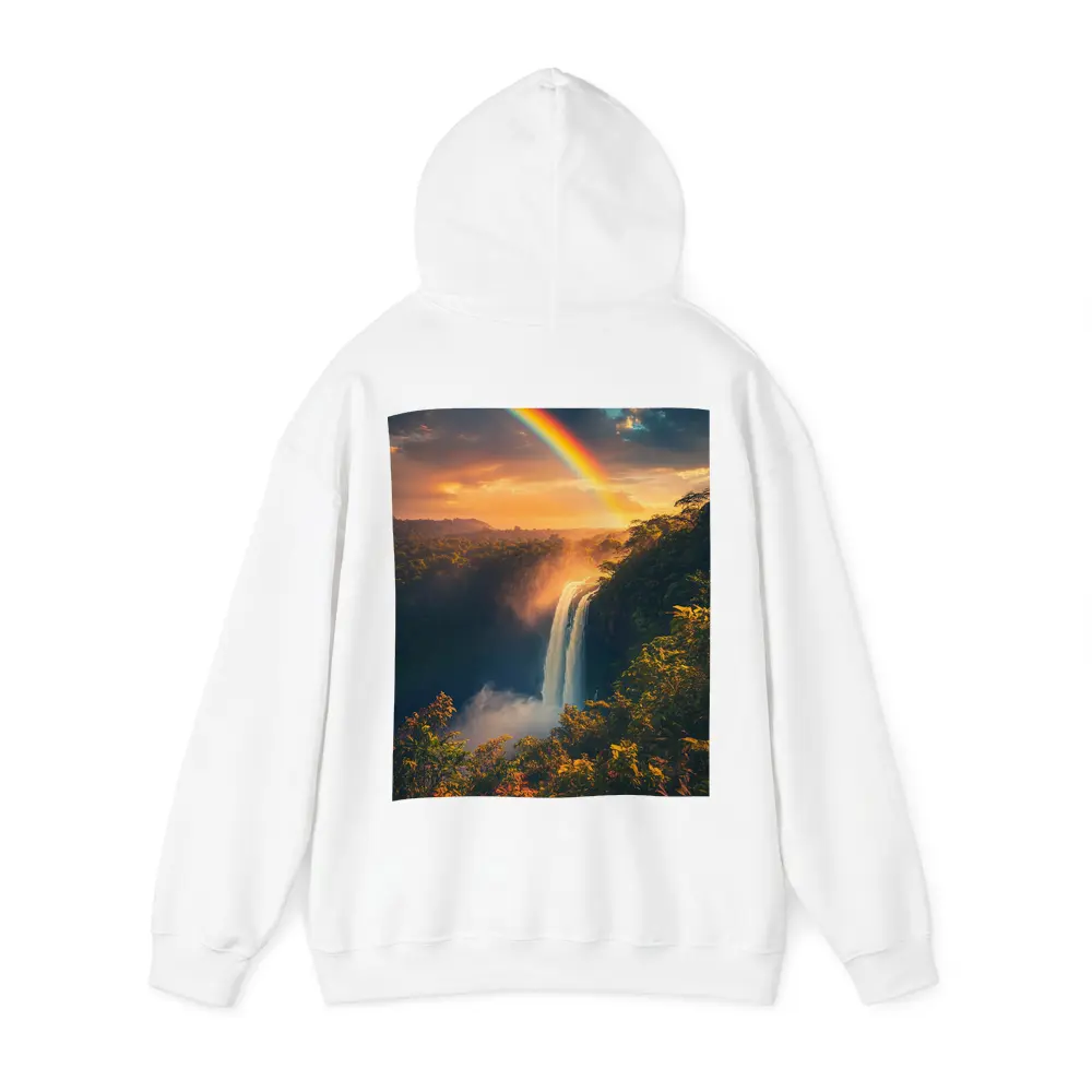 Tropical Waterfall Rainbow Sunset Forest Landscape – Hoodies