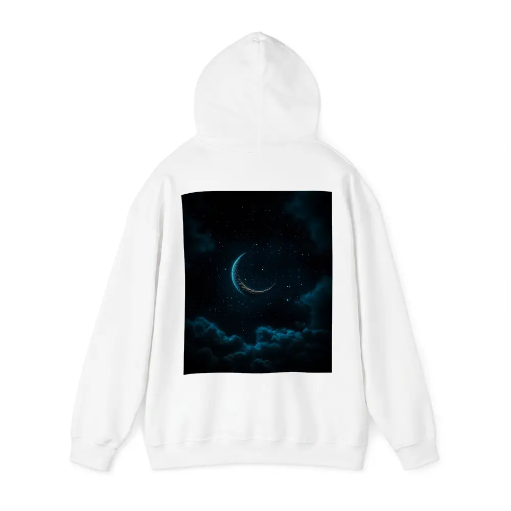 Crescent Moon Glowing Over Dark Clouds – Hoodies