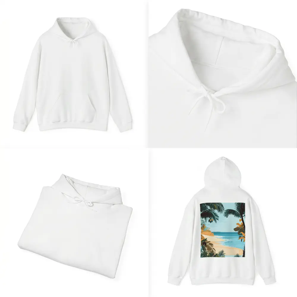 Tropical Beach Palm Trees Illustration Art – Hoodies