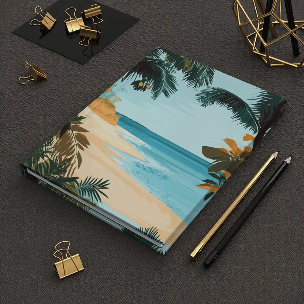 Tropical Beach Palm Trees Illustration Art – Notebooks