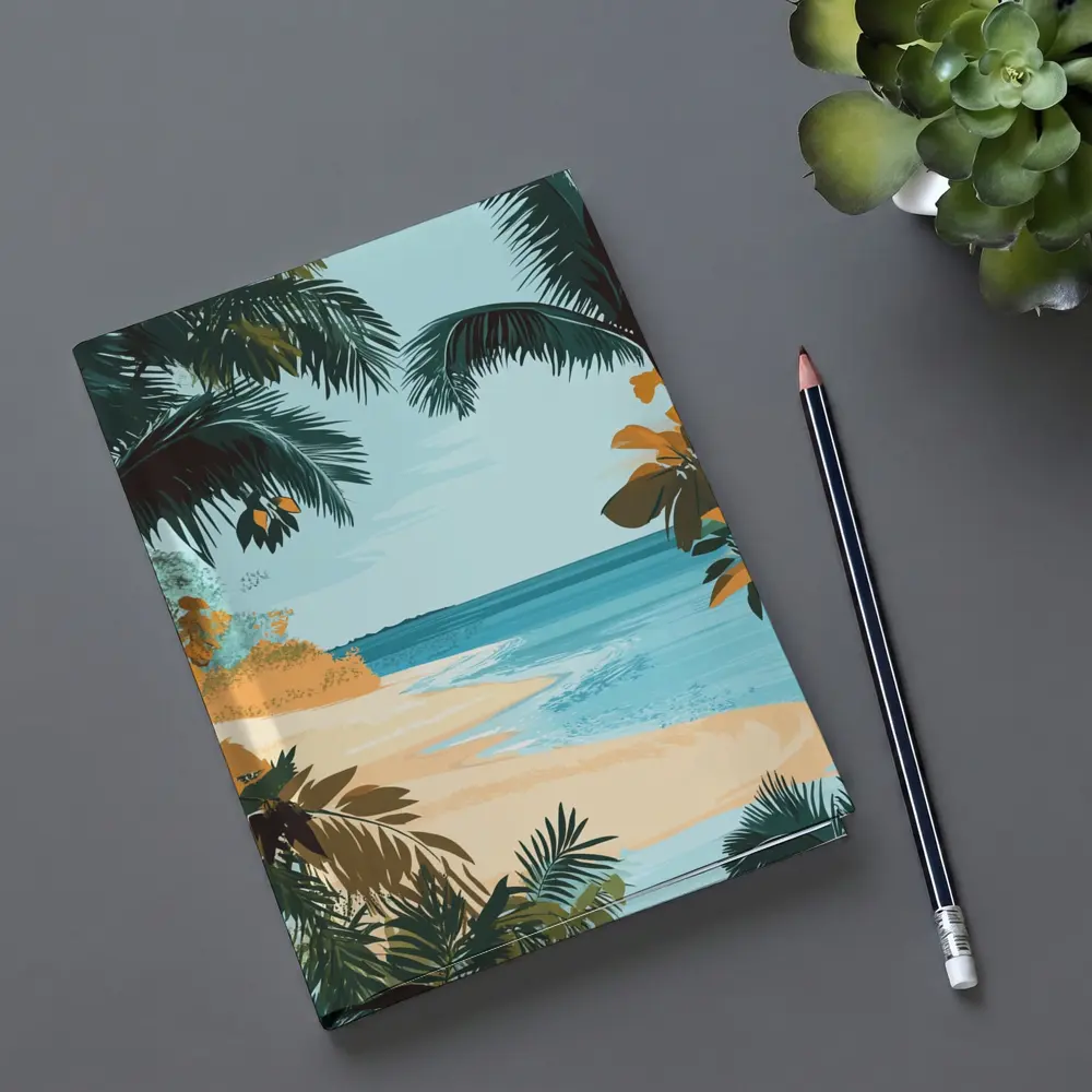 Tropical Beach Palm Trees Illustration Art – Notebooks
