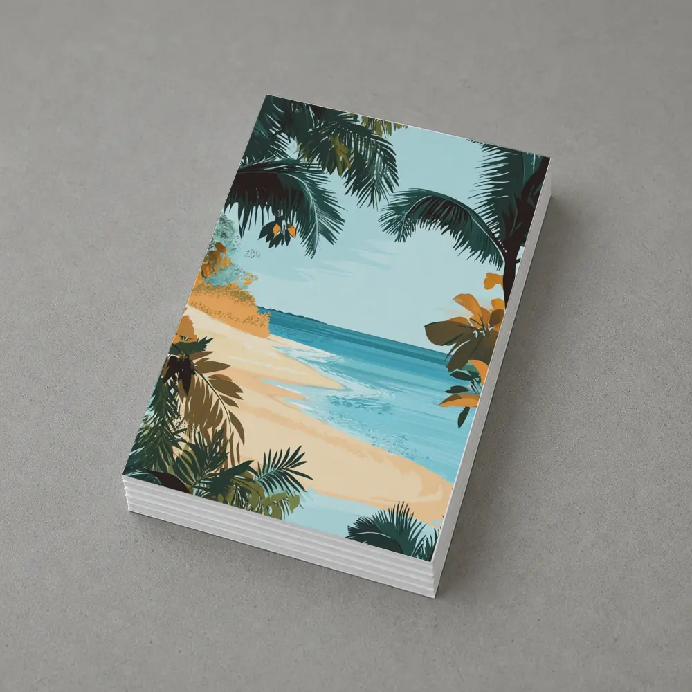Tropical Beach Palm Trees Illustration Art – Postcards