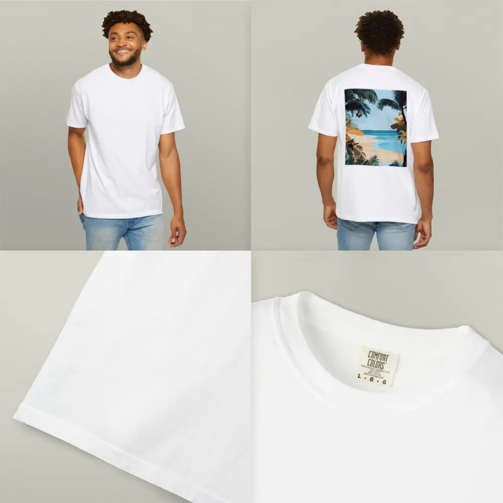 Tropical Beach Palm Trees Illustration Art – T-Shirts