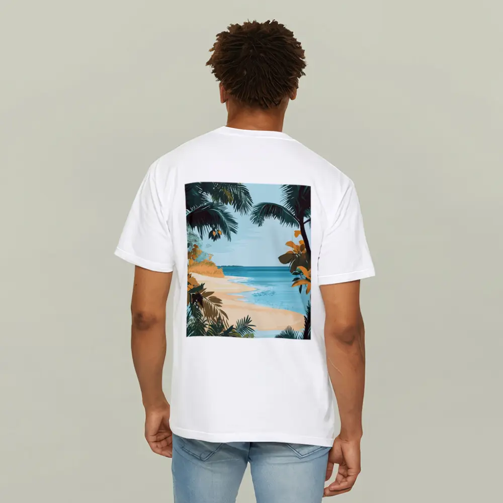 Tropical Beach Palm Trees Illustration Art – T-Shirts