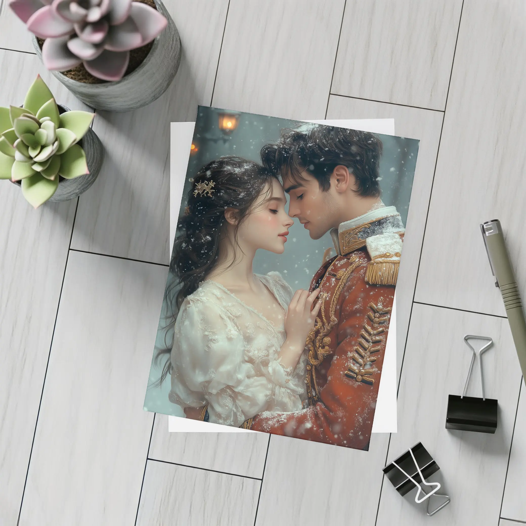 Romantic Couple Snow Winter Fantasy Art – Postcards