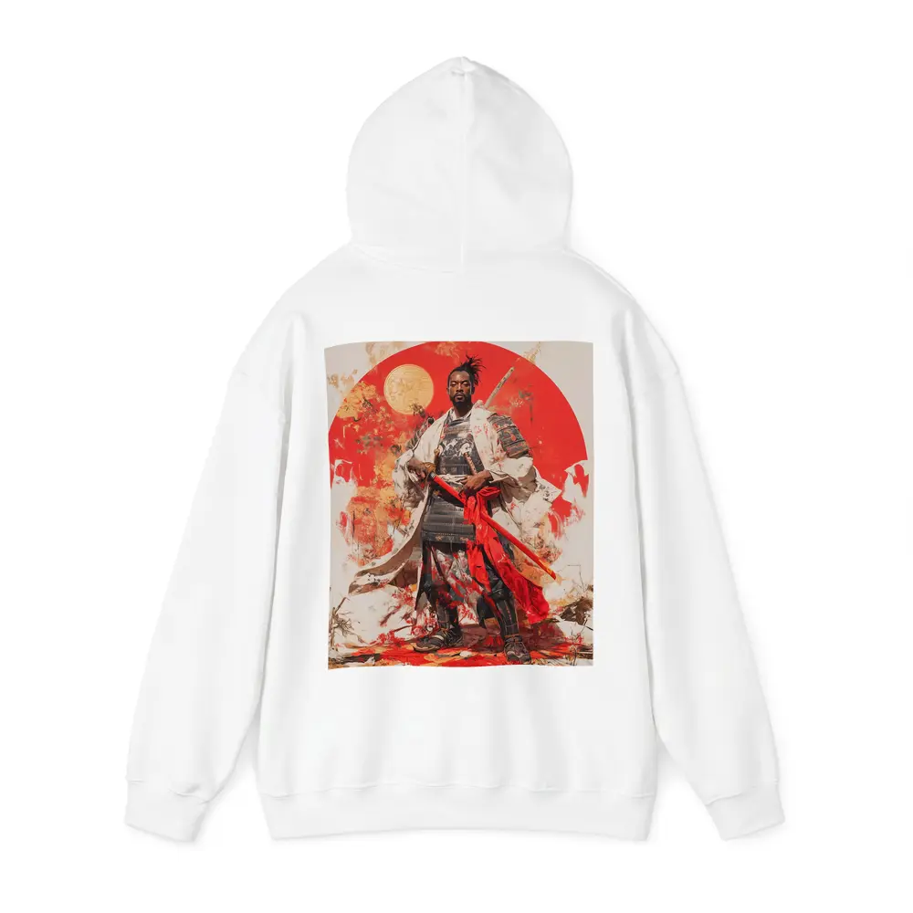 Black Samurai Warrior Red Sun Background – Hoodies