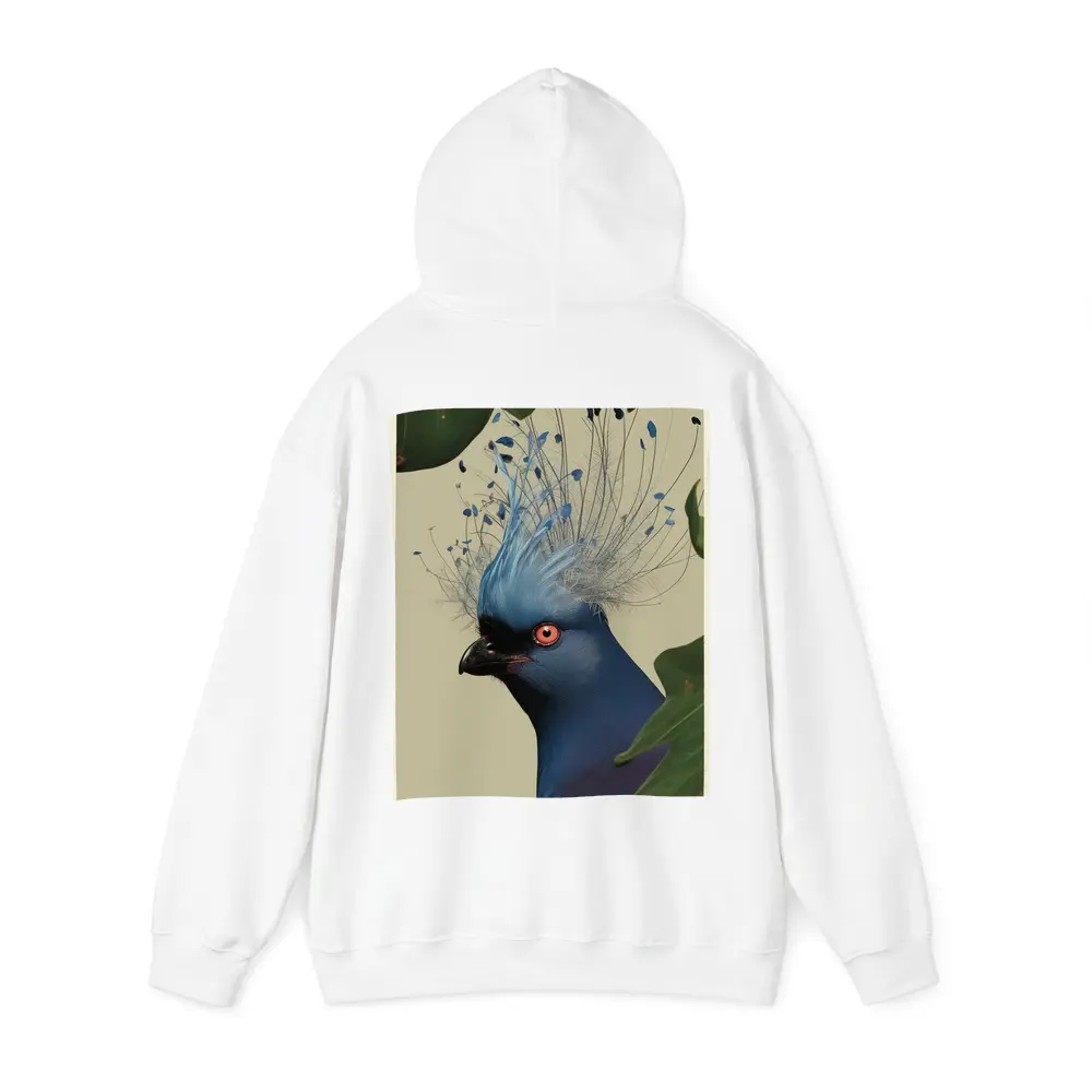 Blue Crowned Pigeon Portrait Green Leaves – Hoodies