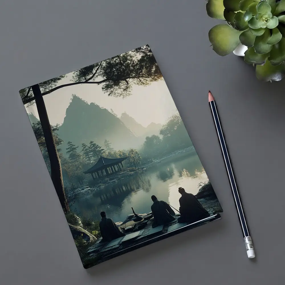 Scholars Resting by Misty Mountain Lake – Notebooks