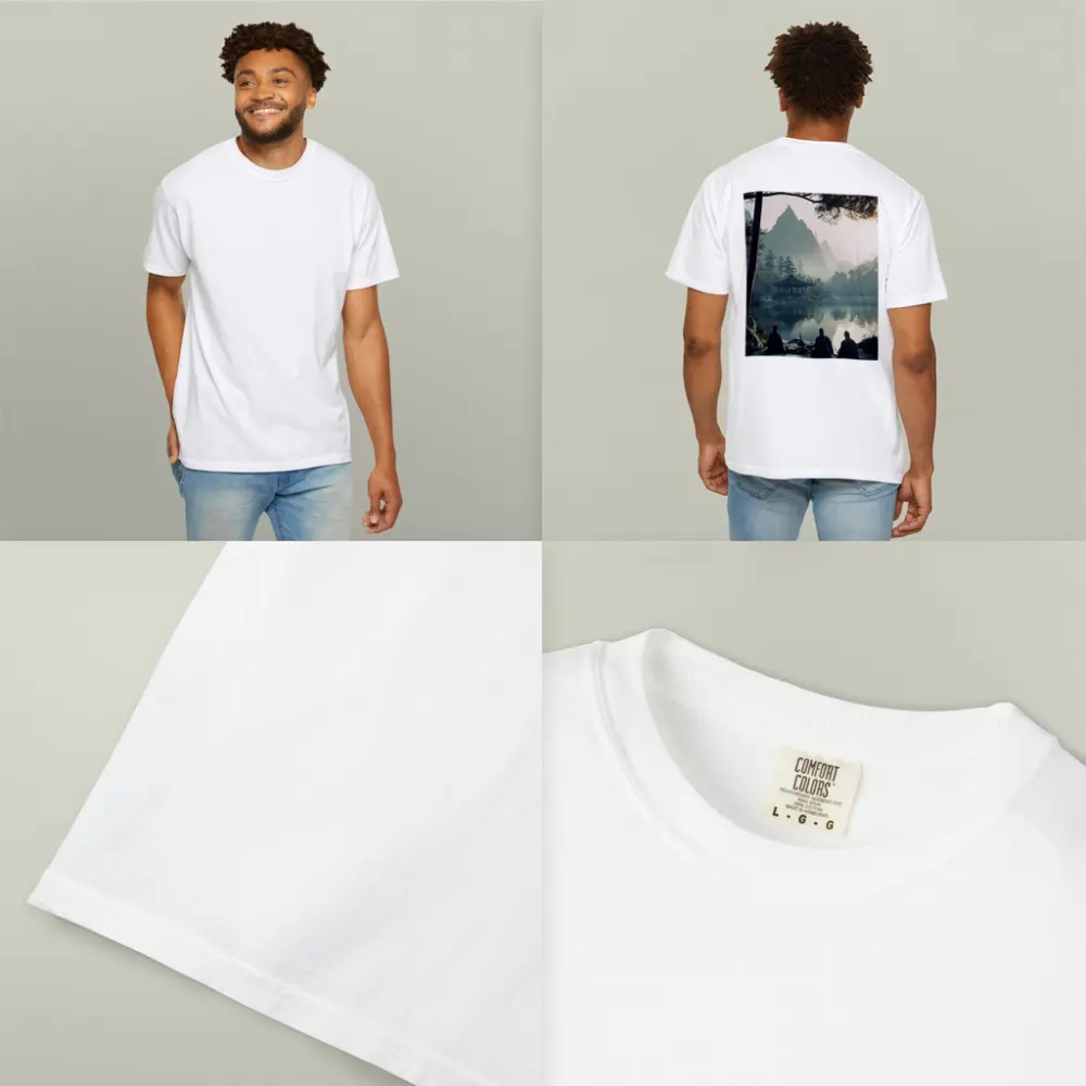 Scholars Resting by Misty Mountain Lake – T-Shirts