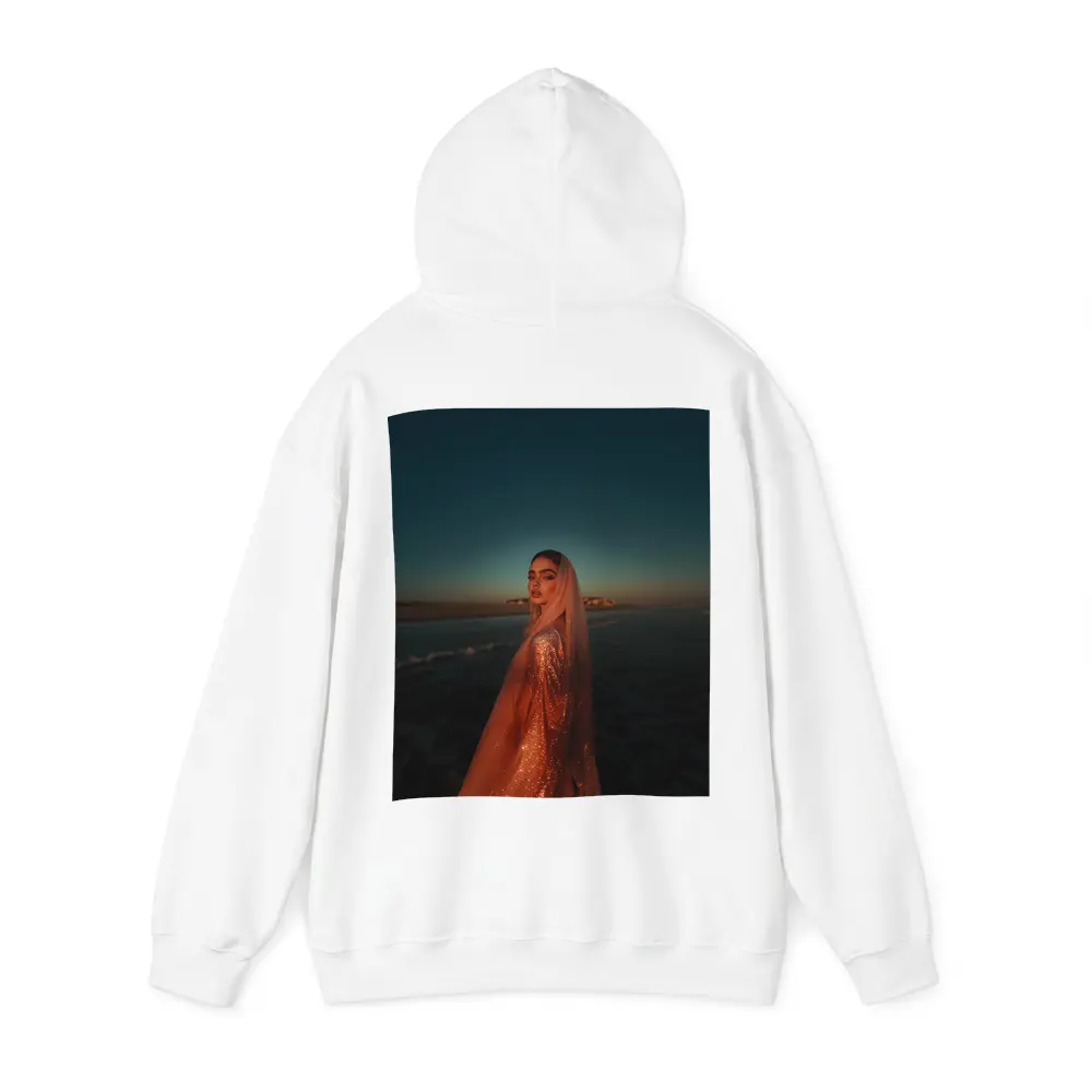 Woman Glittering Gown Ocean Sunset Shore – Hoodies