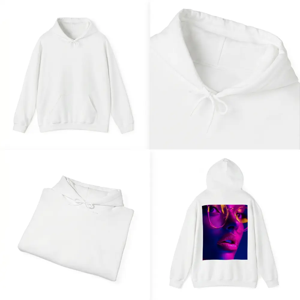 Neon Woman Portrait Pink Purple Blue Light – Hoodies