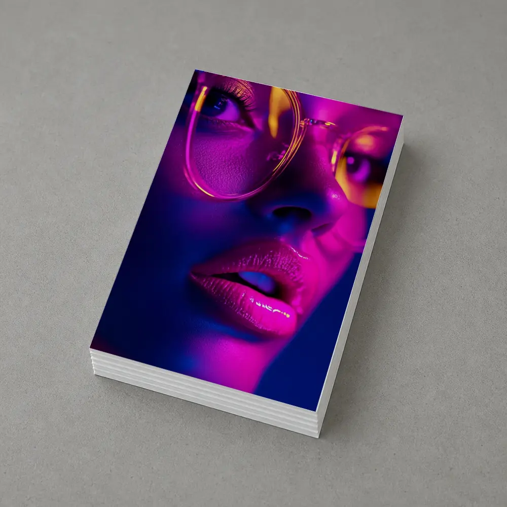 Neon Woman Portrait Pink Purple Blue Light – Postcards