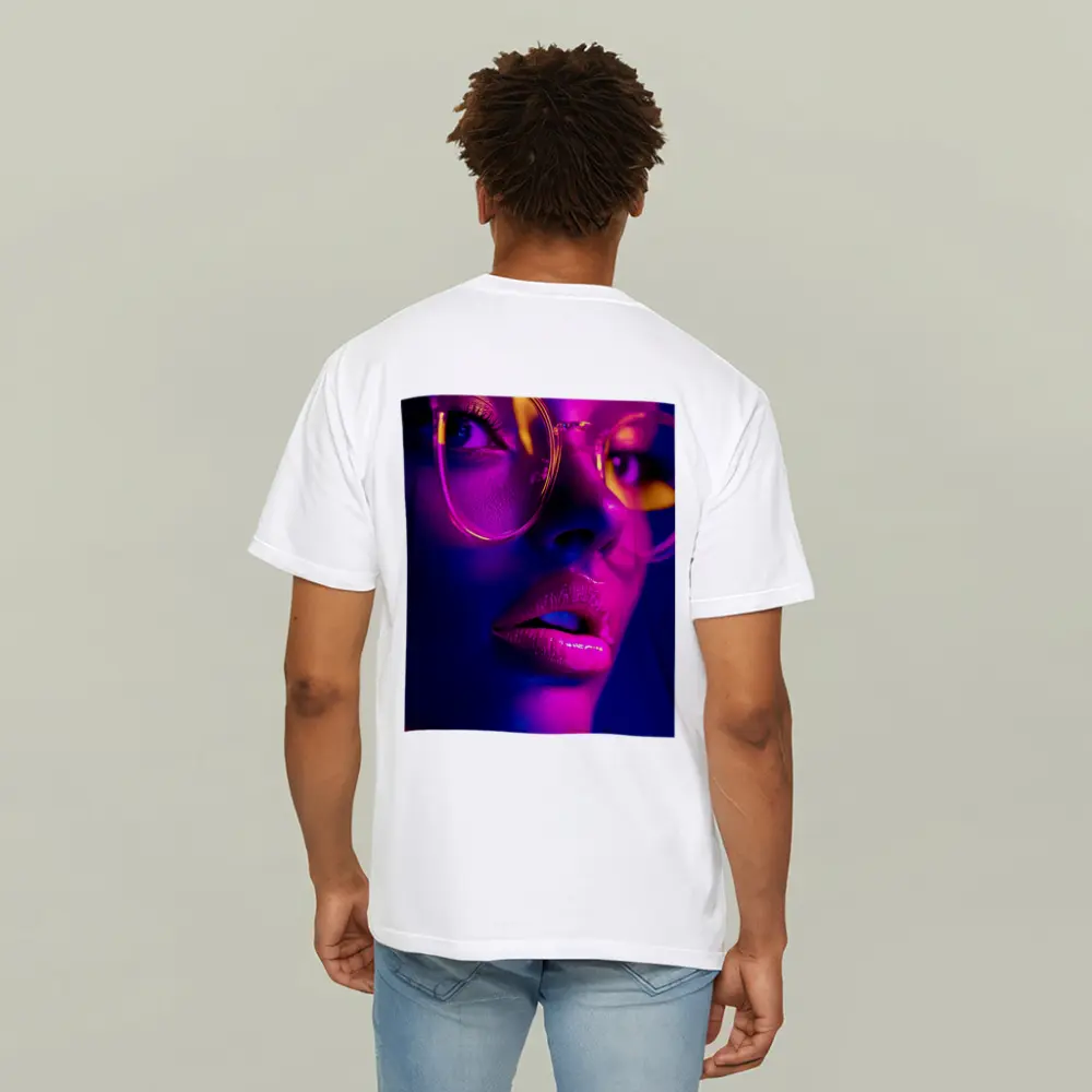 Neon Woman Portrait Pink Purple Blue Light – T-Shirts