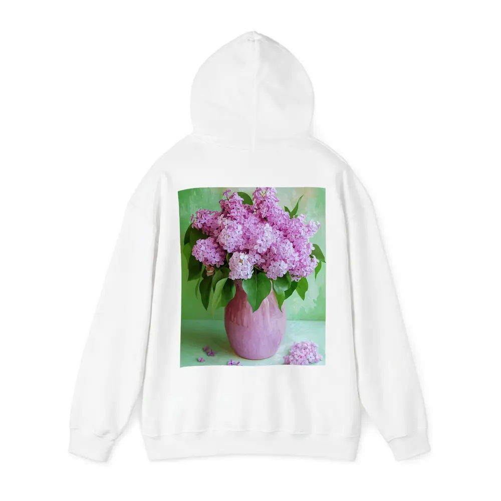 Pink Lilacs In Vase Green Background – Hoodies