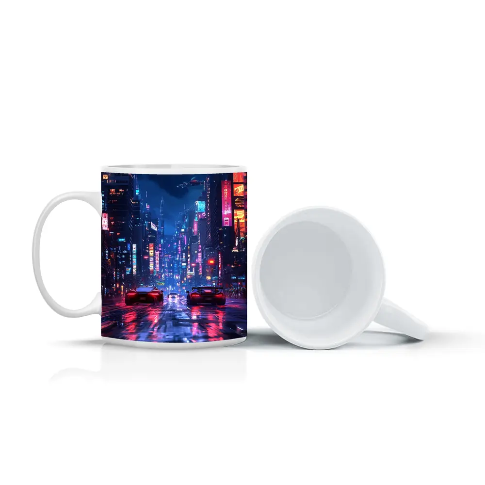 Supercars Racing Neon Cyberpunk City Night – Mugs