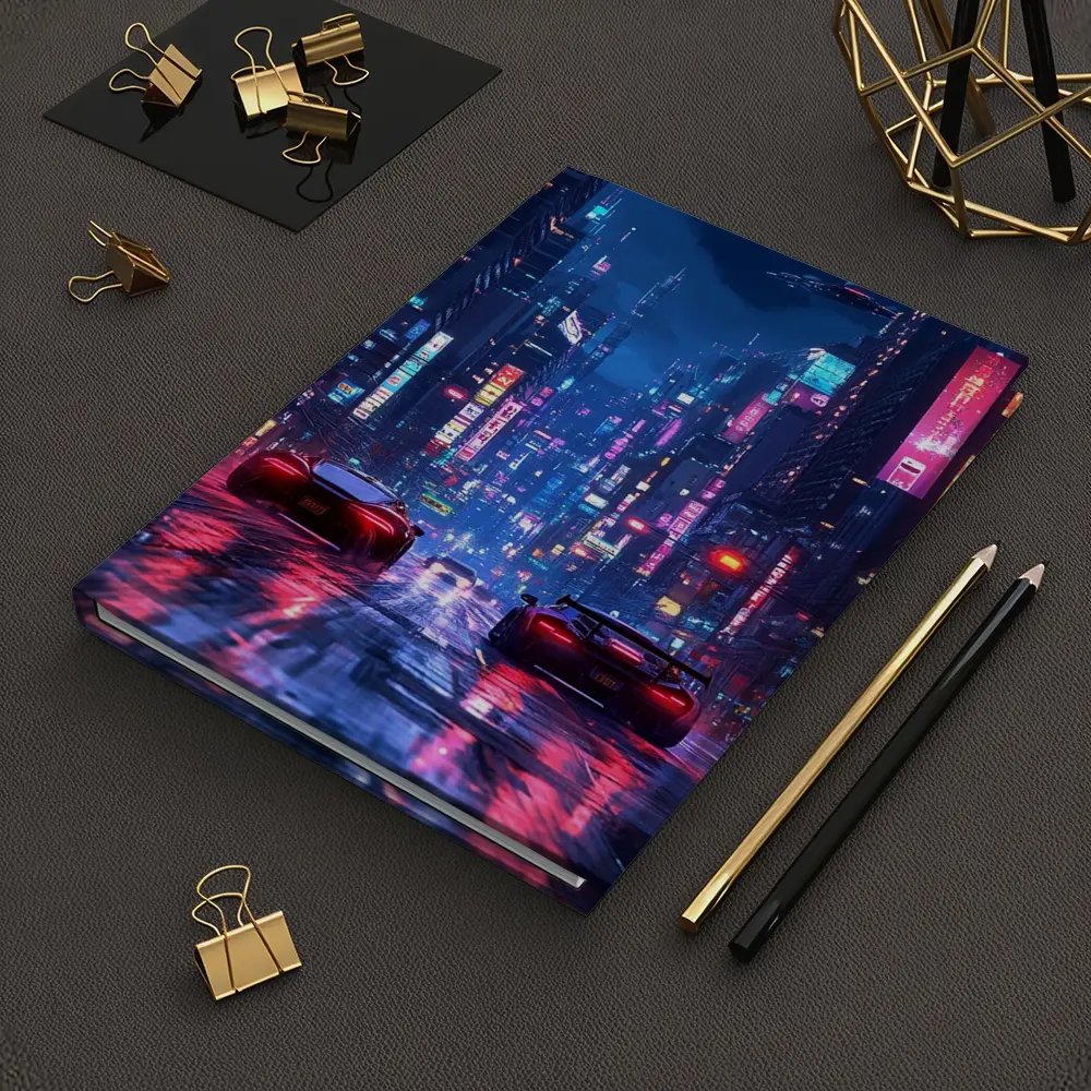 Supercars Racing Neon Cyberpunk City Night – Notebooks