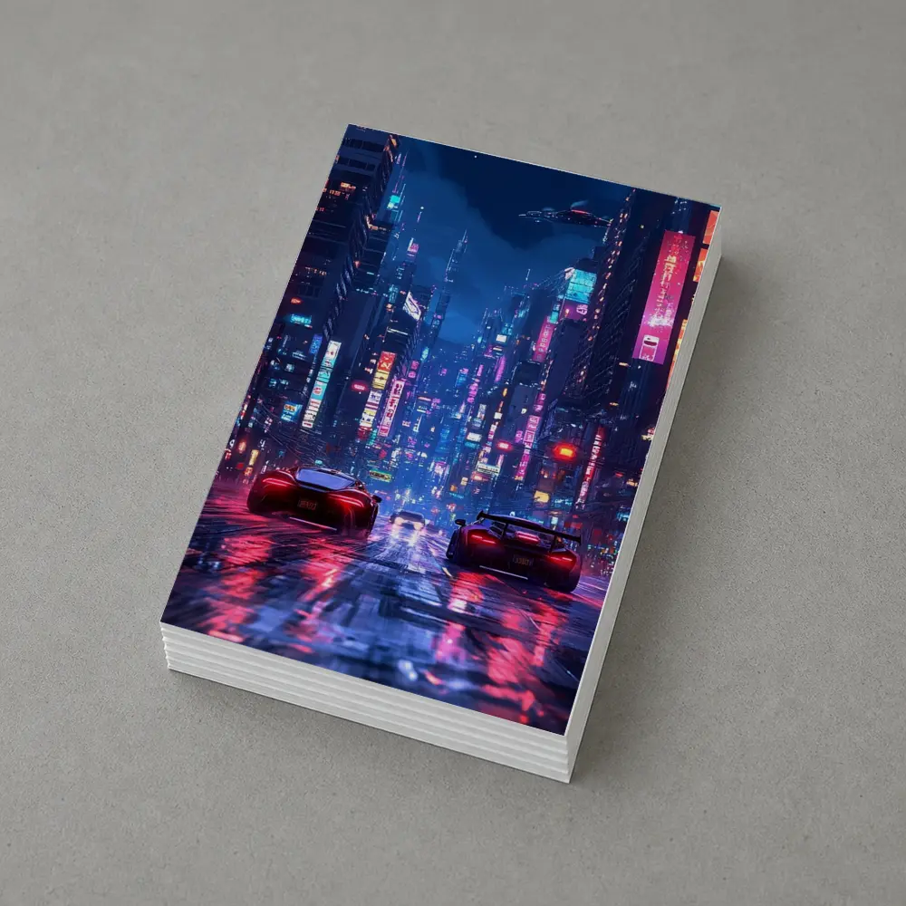 Supercars Racing Neon Cyberpunk City Night – Postcards