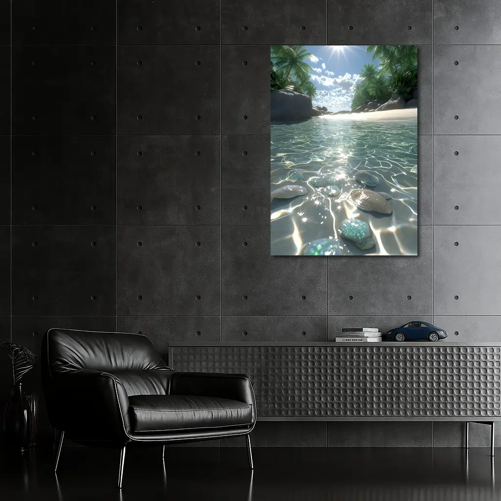 Tropical Beach Clear Water Shells Sunshine – Wall Art