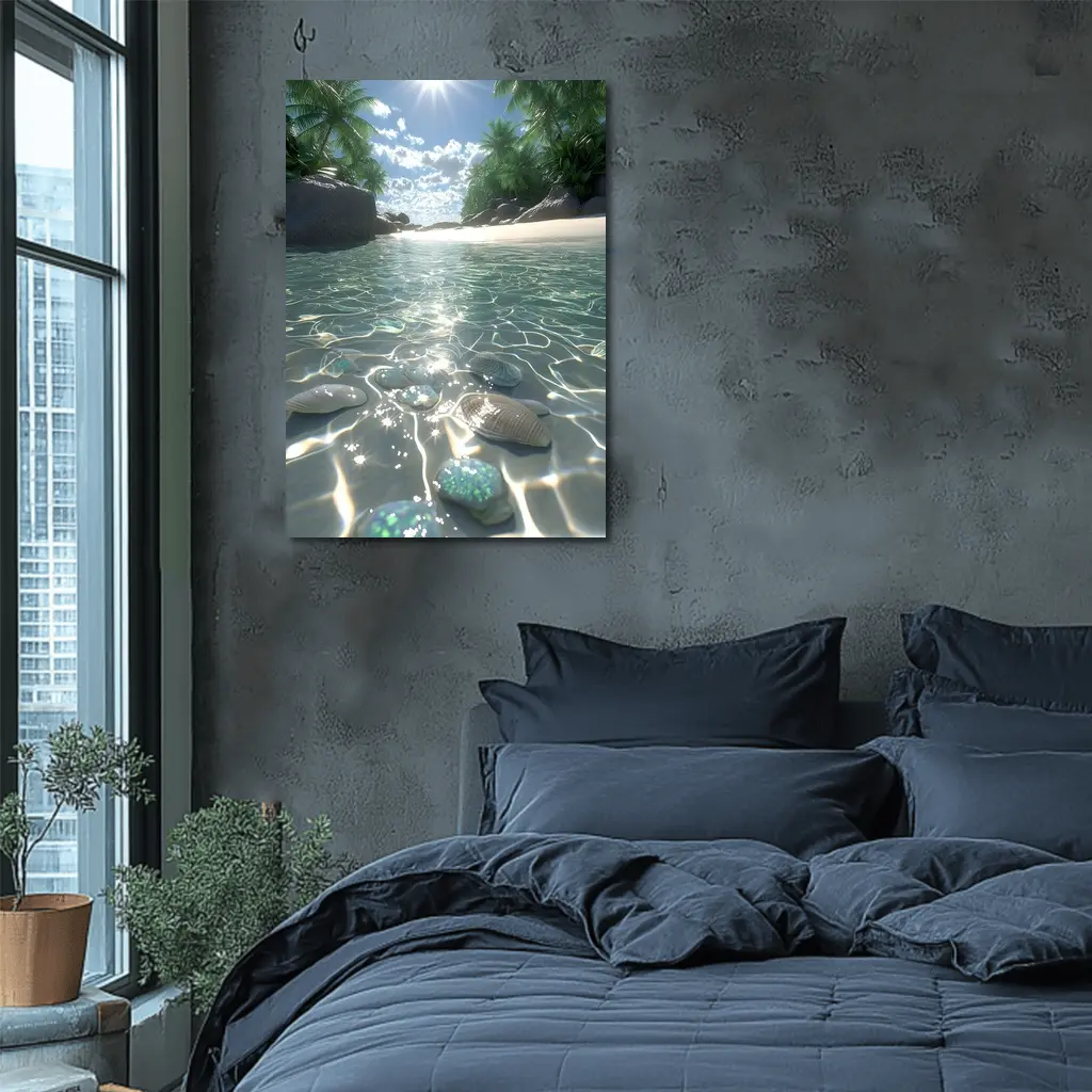 Tropical Beach Clear Water Shells Sunshine – Wall Art