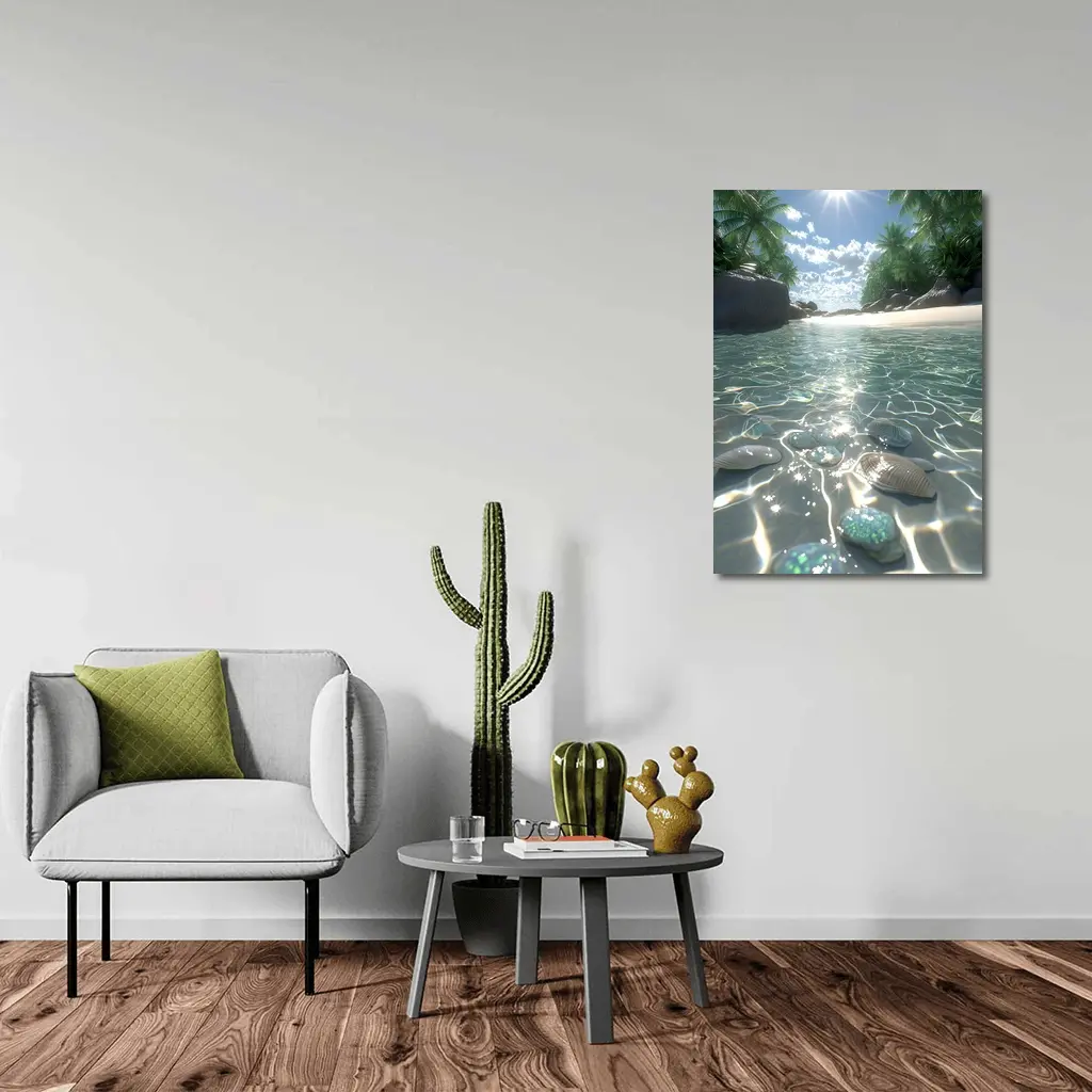Tropical Beach Clear Water Shells Sunshine – Wall Art